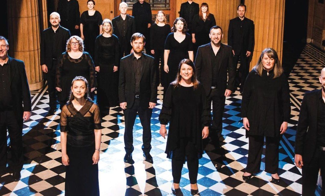 singers on checkered floor